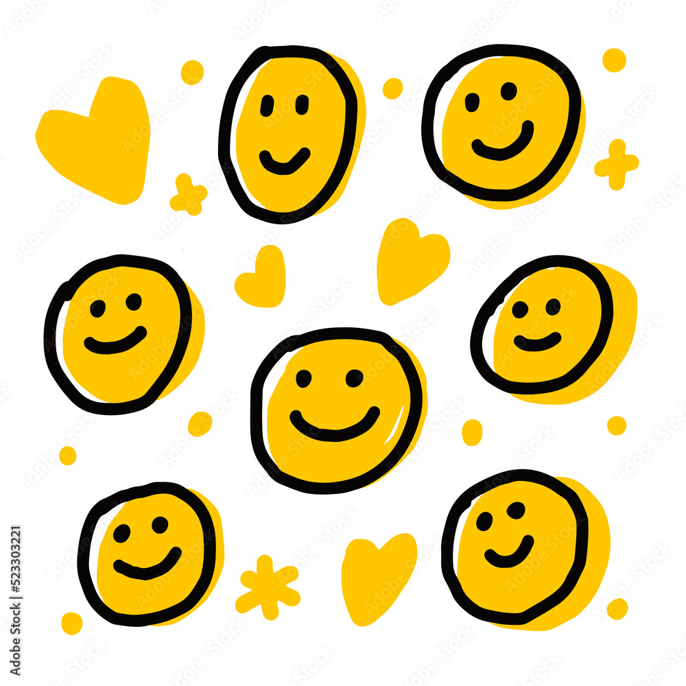 set of smileys with faces set of smileys with faces