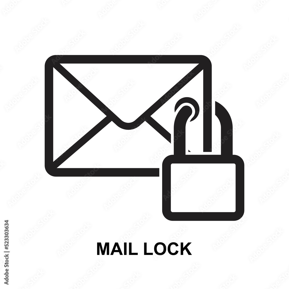 Mail lock icon isolated on white background vector illustration. Mail lock icon isolated on white background vector illustration.