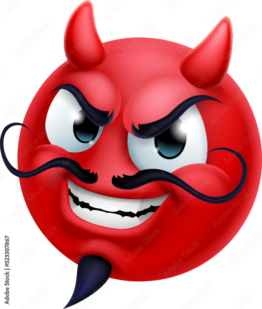 Devil Emoji Emoticon Man Face Cartoon Icon Mascot Stock Vector | Adobe ...