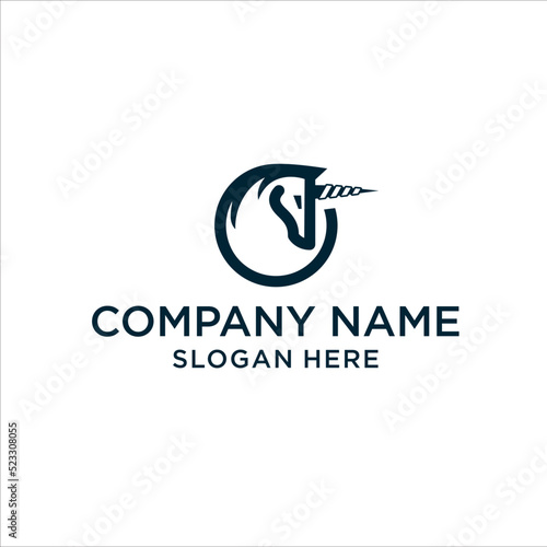 horse unicorn head logo vector icon illustration design