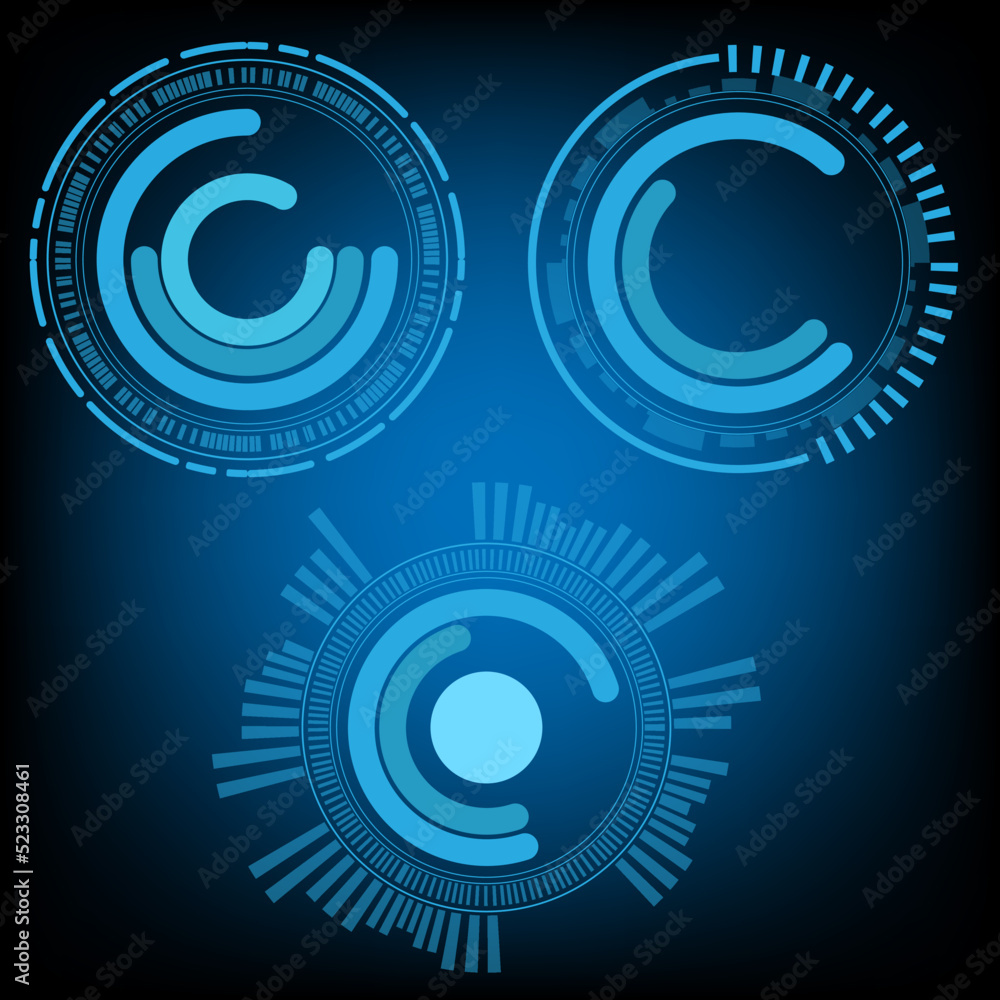 circular AI HUD hologram vector concept for future technology element background business screen