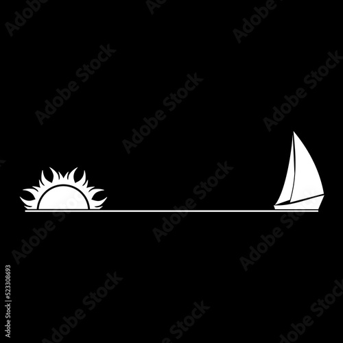 Yacht sailboat or sailing ship icon isolated on dark background