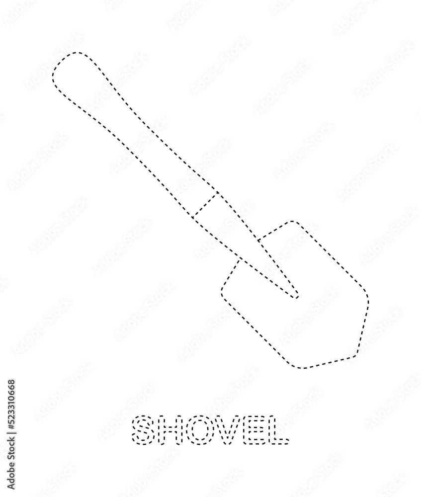 Shovel tracing worksheet for kids Shovel tracing worksheet for kids