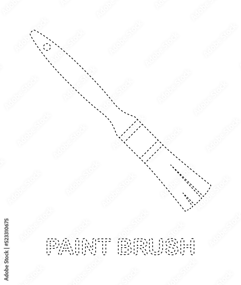 Fototapeta premium Paint brush tracing worksheet for kids