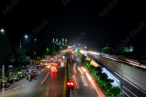 Night view of Faisal Evenue Islamabad  Pakistan on 14th August 2022 at Independance day
