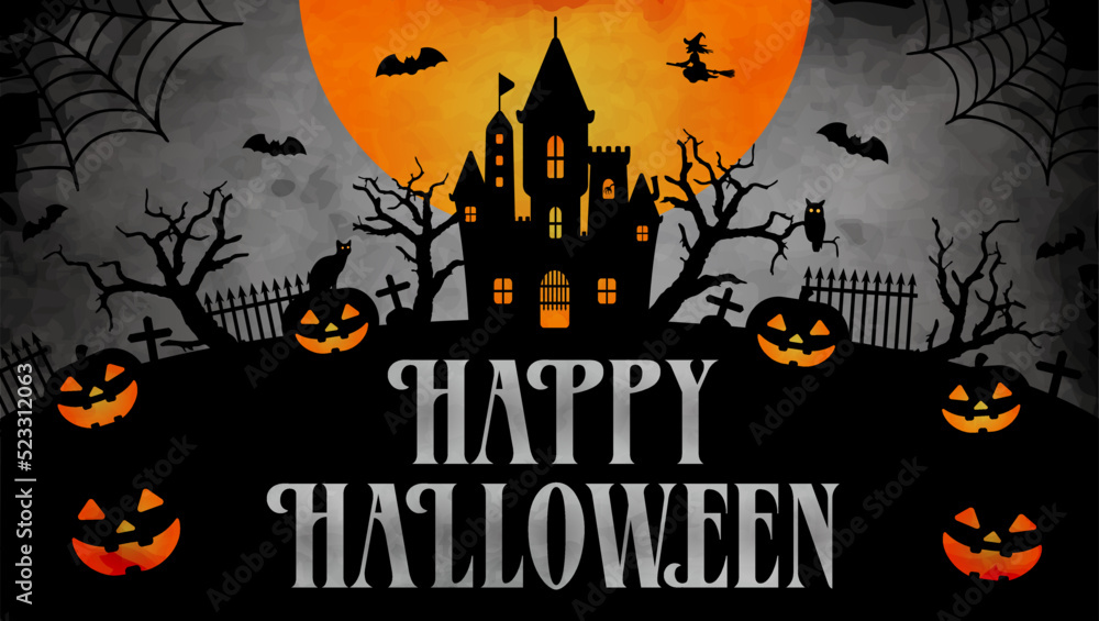 Happy halloween silhouette vector illustration for web banner etc. Happy halloween silhouette vector illustration for web banner etc.