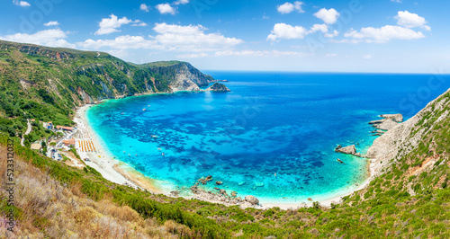 Landscape with Petani beach on Kefalonia, Ionian island, Greece