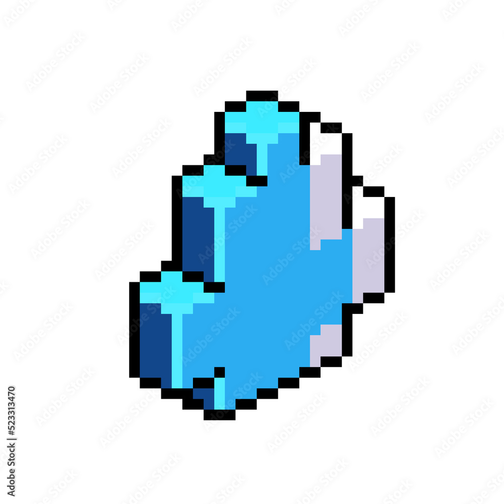 Water drop cartoon isometric pixel art
