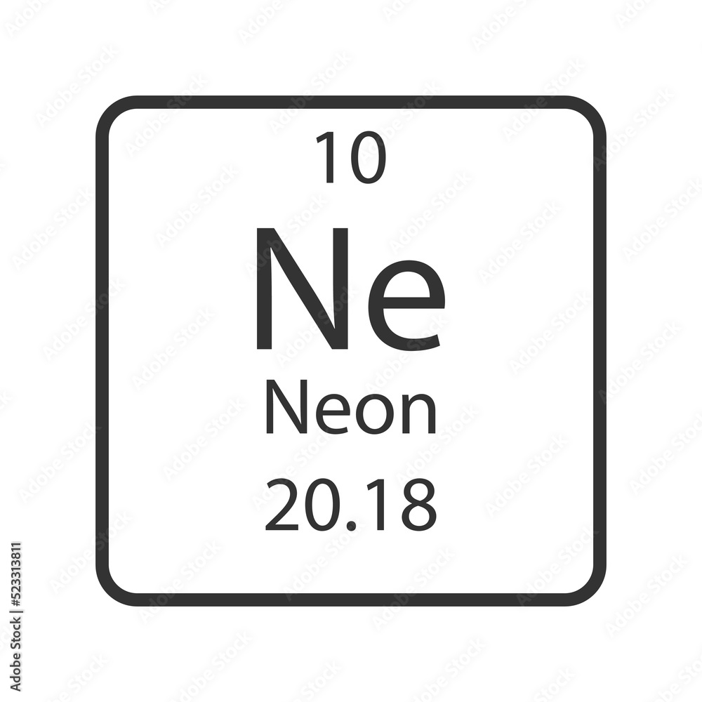 Neon symbol. Chemical element of the periodic table. Vector illustration. Neon symbol. Chemical element of the periodic table. Vector illustration.