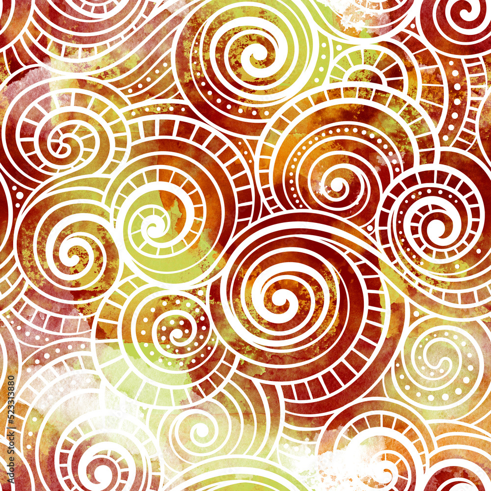 Fototapeta premium Hand drawn abstract ornament - boho lace seamless pattern. Digital ornament with mixed media texture - watercolour, acrylic, gouache. Endless rapport for packaging, textiles, decoupage, wall art.