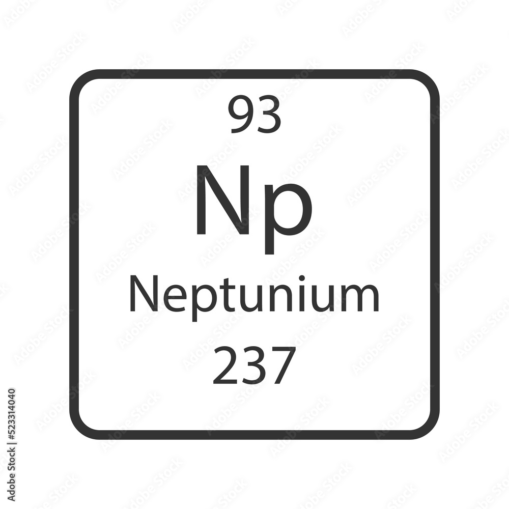 Neptunium symbol. Chemical element of the periodic table. Vector illustration. Neptunium symbol. Chemical element of the periodic table. Vector illustration.