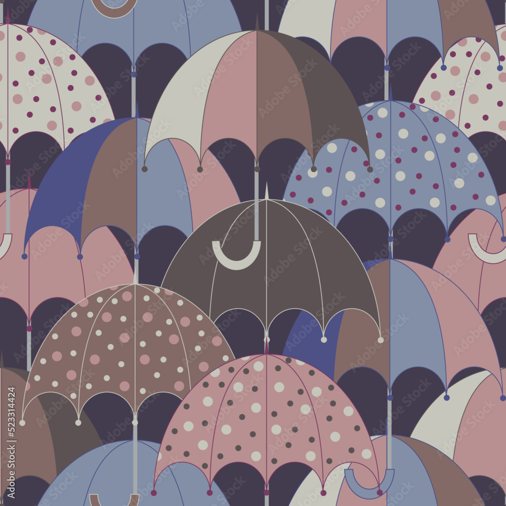 Obraz premium Seamless pattern with multicolored umbrellas