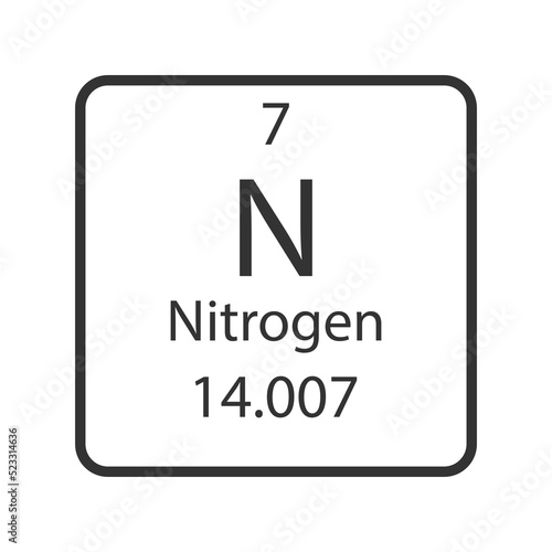 Nitrogen symbol. Chemical element of the periodic table. Vector illustration.