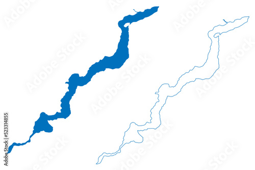 Lake Suldalsvatnet (Kingdom of Norway) map vector illustration, scribble sketch Lake Suldalsvatnet map photo