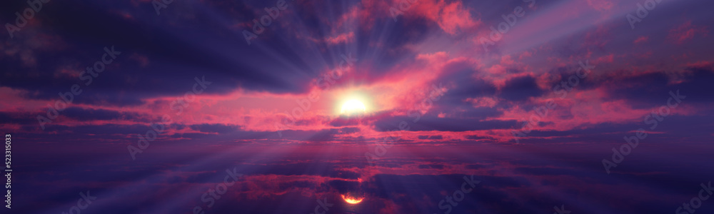 sunset calmly sea sun ray 3d render sunset calmly sea sun ray 3d render