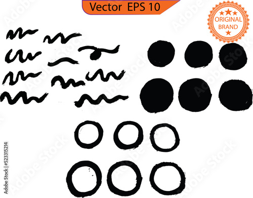 Black paint, ink brush strokes, brushes, lines set. Ink brush strokes bundle.  Ink swoosh. Vector paintbrush set. Original textures