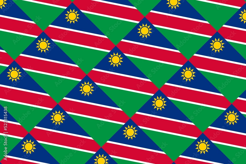Geometric pattern in the colors of the national flag of Namibia. The colors of Namibia.