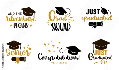 Graduation congratulations at school, university or college . Trendy calligraphy inscription