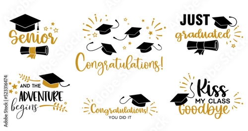 Graduation congratulations at school, university or college . Trendy calligraphy inscription