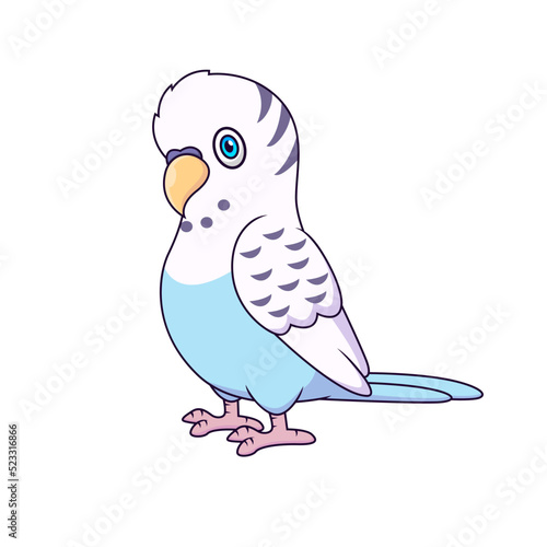Cute budgie cartoon. Parakeet cartoon. Vector illustration