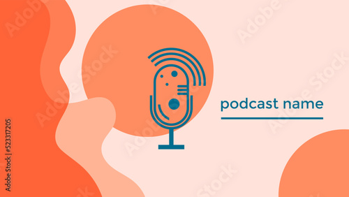 ABSTRACT TEMPLATE PODCAST MICROPHONE FLAT COLOR LIQUID DESIGN BACKGROUND VECTOR. GOOD FOR COVER DESIGN, BANNER, WEB,SOCIAL MEDIA