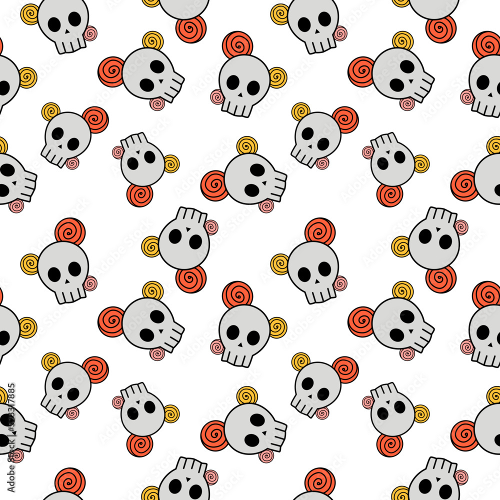 Seamless pattern with Halloween skulls. Pattern for Halloween decorations. Seamless pattern with Halloween skulls. Pattern for Halloween decorations.