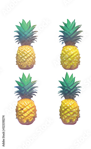 set of pineapple isolated