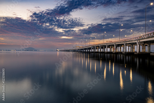 Wallpaper Mural Sunrise shoot under the Penang Bridge. Penang bridges are crossings over the Penang Strait in Malaysia. They connect the area of Seberang Perai on the Malay peninsula with the island of Penang. Torontodigital.ca