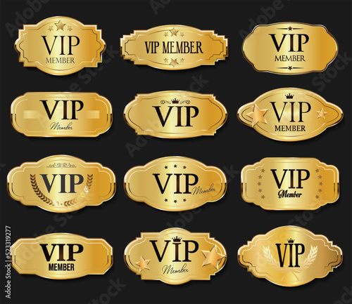 Golden VIP invitation card in dark black and gold background