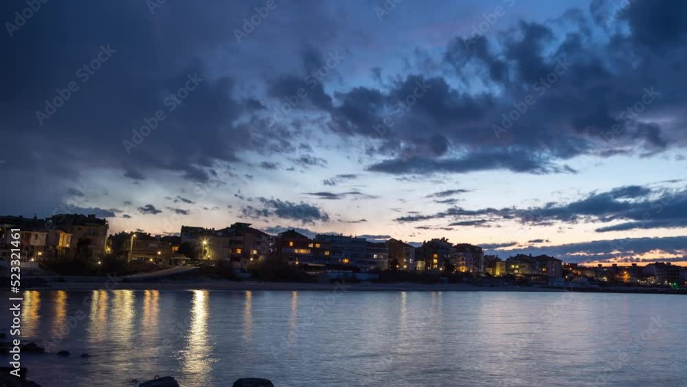 View of the reflection in the Black Sea against the background of the sky and sunset View of the reflection in the Black Sea against the background of the sky and sunset