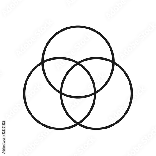 Composition of three circles on white background.
