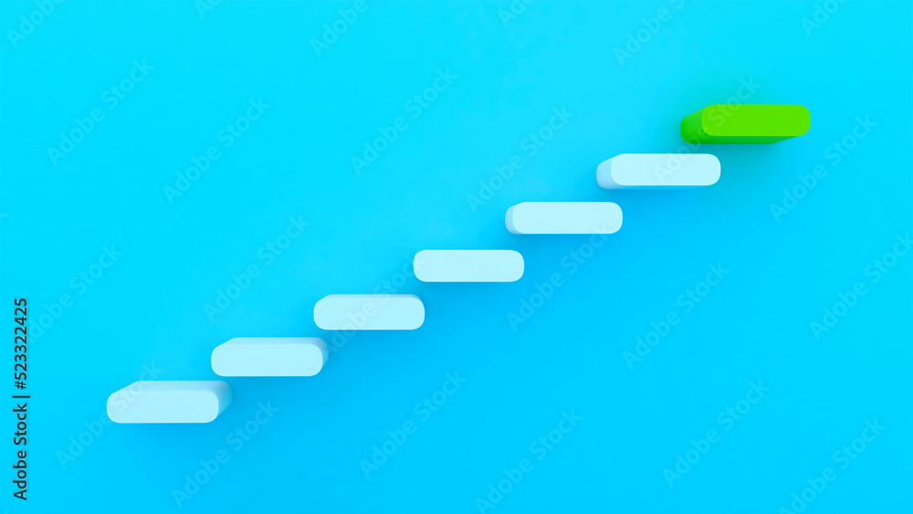 Concept of building success foundation. white block stacking as step stair. Success in business growth concept on pastel blue background Concept of building success foundation. white block stacking as step stair. Success in business growth concept on pastel blue background