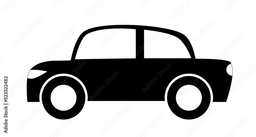 Vector illustration of black silhouette car isolated on white.