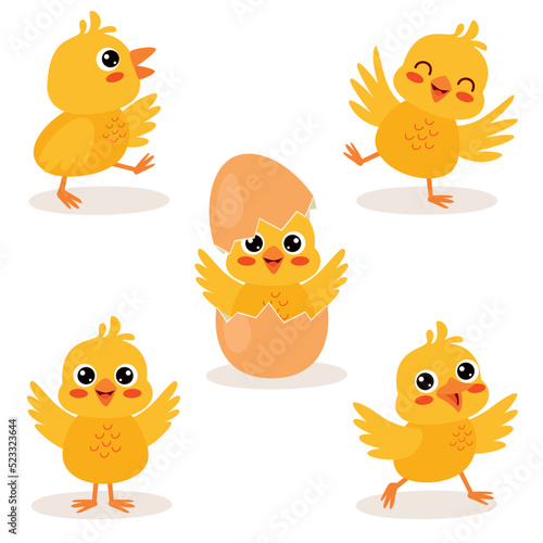 Cartoon Illustration Of Cute Chicks