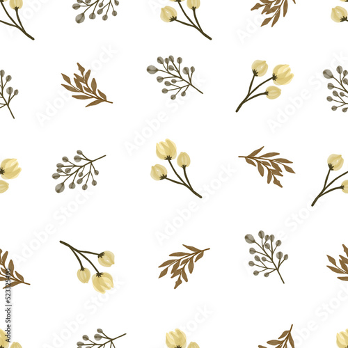 seamless pattern of simlpe yellow wildfower photo