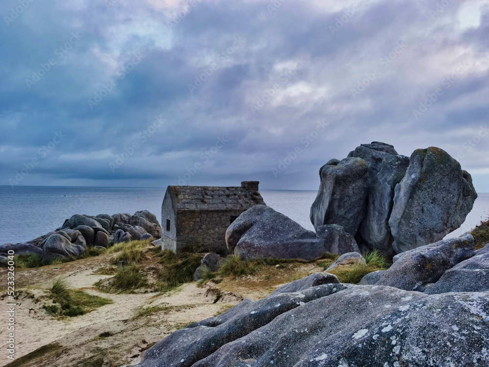 Old stone house on the finistère coast, bretagne region, france Old stone house on the finistère coast, bretagne region, france