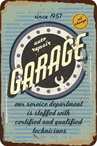 vintage grunge retro garage sign