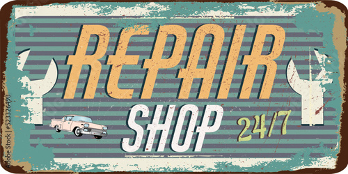 vintage grunge retro sign repair shop
