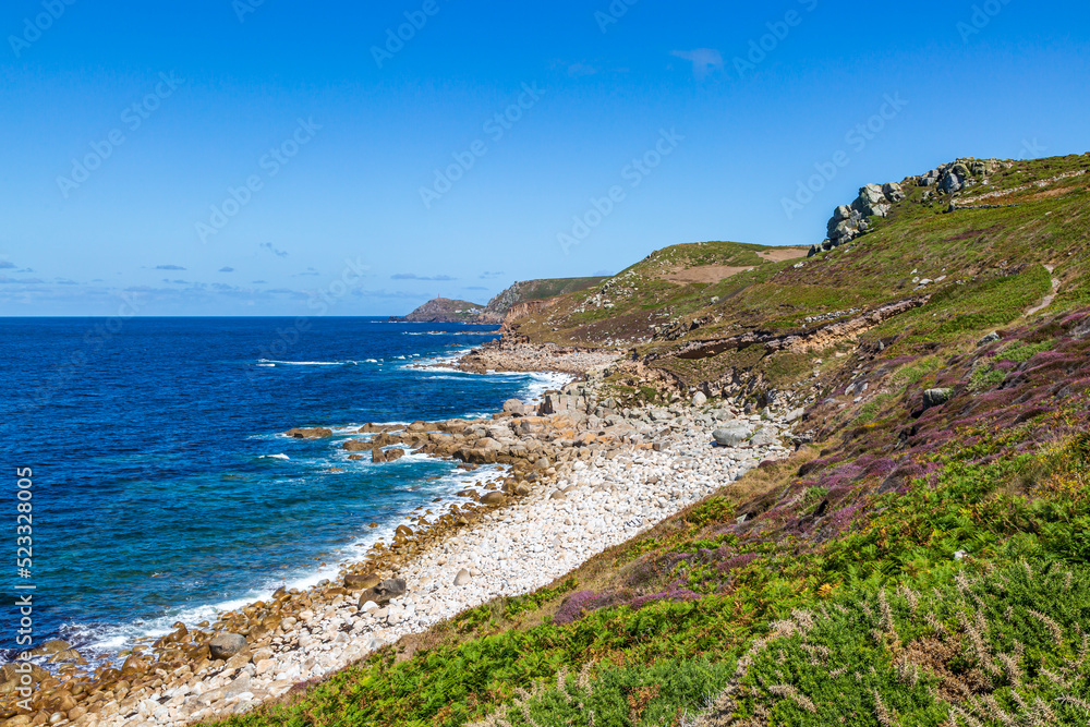 The coast on the West of Cornwall, near Nanquido, on a sunny summer's day