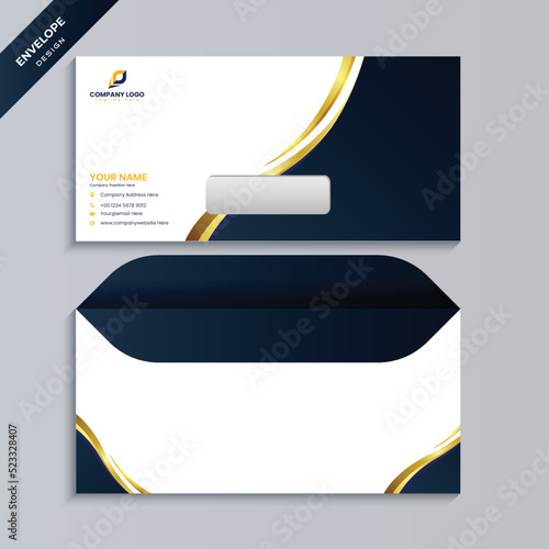 Golden Corporate business Envelope design template