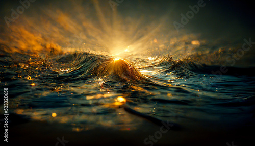 Fototapeta Naklejka Na Ścianę i Meble -  sea wave close up, low angle view  water background