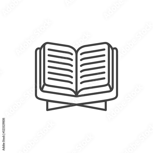 Al Quran line icon. Holy islamic book linear style sign for mobile concept and web design. Koran al quran book on stand outline vector icon. Ramadan symbol, logo illustration. Vector graphics