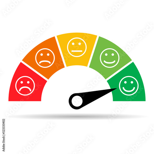 Customer satisfaction meter shadow icon, graph rating measure business report vector illustration
