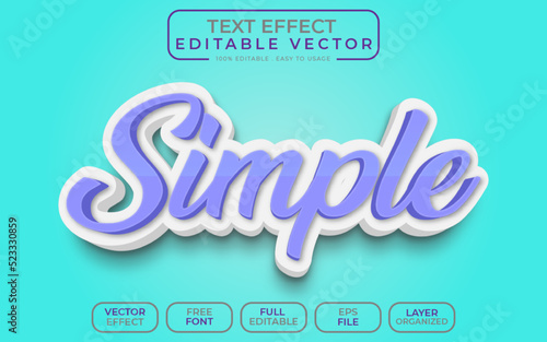 Simple 3D Text Style Editable text effect EPS File