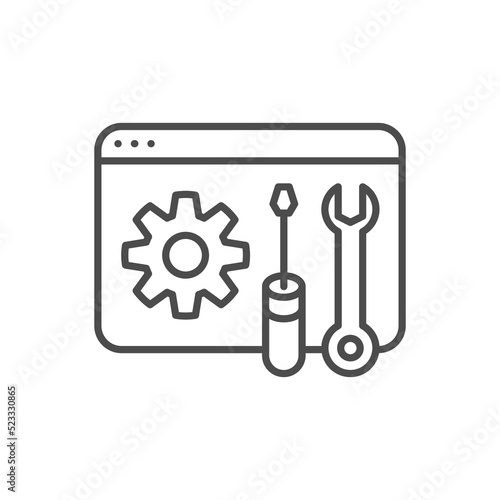 cogwheel setting and wrench vector. Settings icon. Web settings. Browser tab with gear icon design isolated on white background. Vector illustration