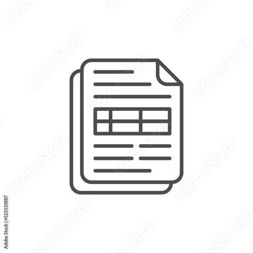 Document vector icon isolated vector graphic. Paper document page icon vector element. Agreement file symbol.