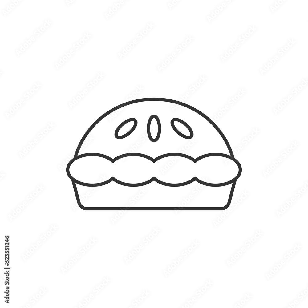 Pie icon. Flat vector illustration in black on white background. EPS 10