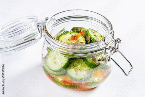 homemade fermented cucumbers with garlic,