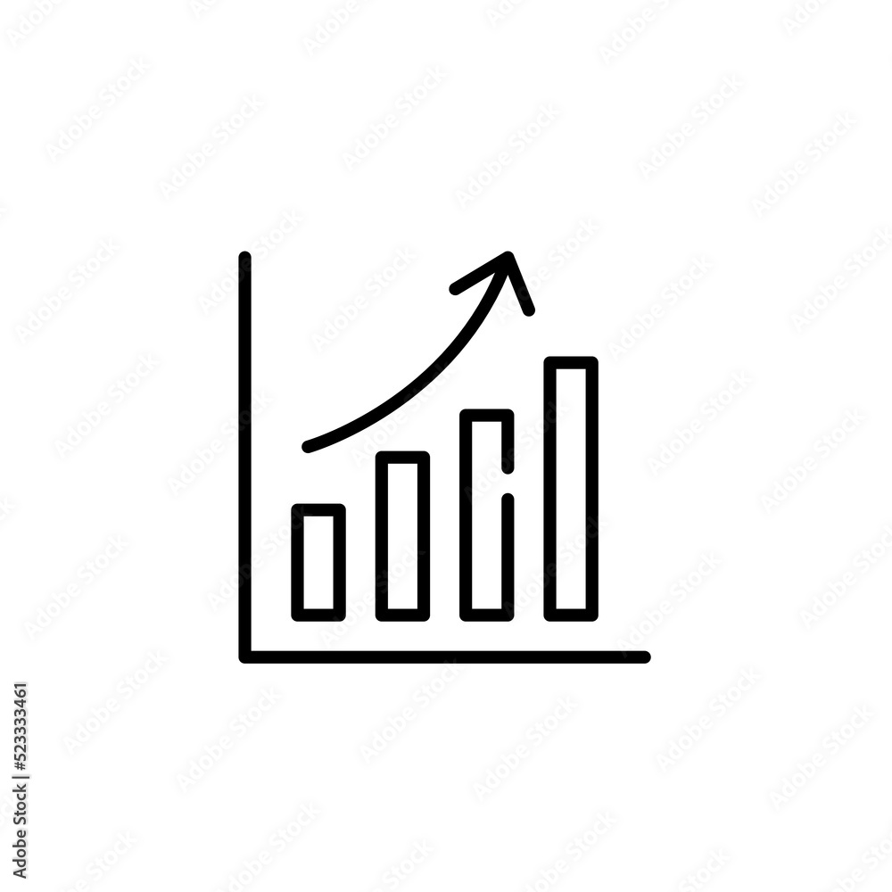 Growing bar chart. Success and market growth icon. Pixel perfect, editable stroke line Growing bar chart. Success and market growth icon. Pixel perfect, editable stroke line
