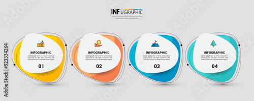 Four steps business infographics template vector.	
